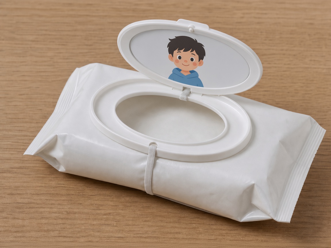 Wipe Mate lid with an original boy character